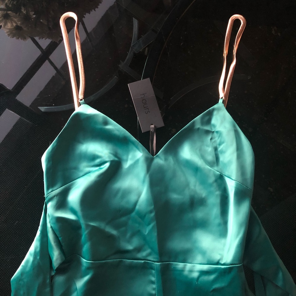 H:ours Sienna Jumpsuit Pants Emerald Green Silky - Picture 2 of 5